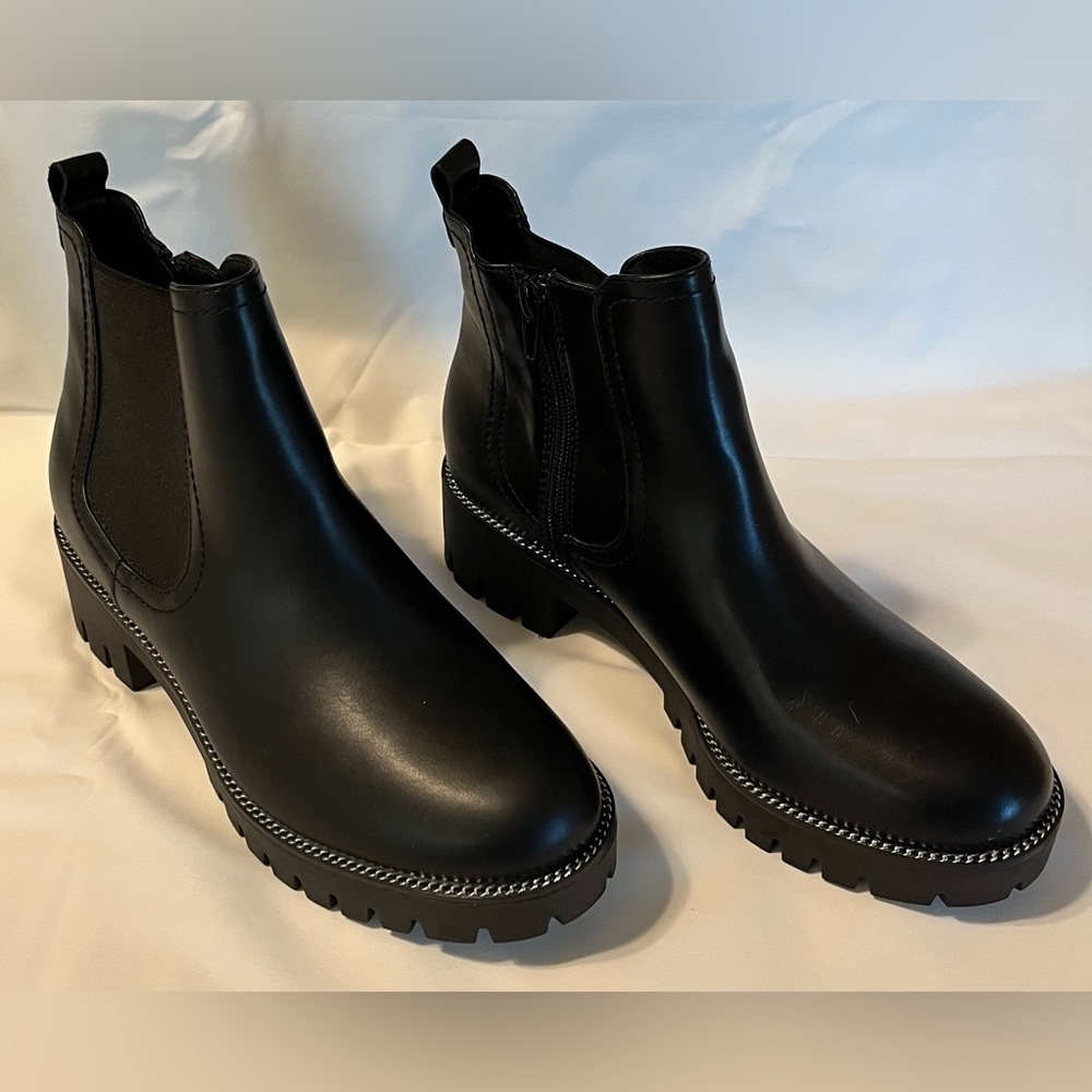 Limelight Black Faux Leather Easton Chelsea Ankle Boots Chunky Gothic Y2K Size 9
